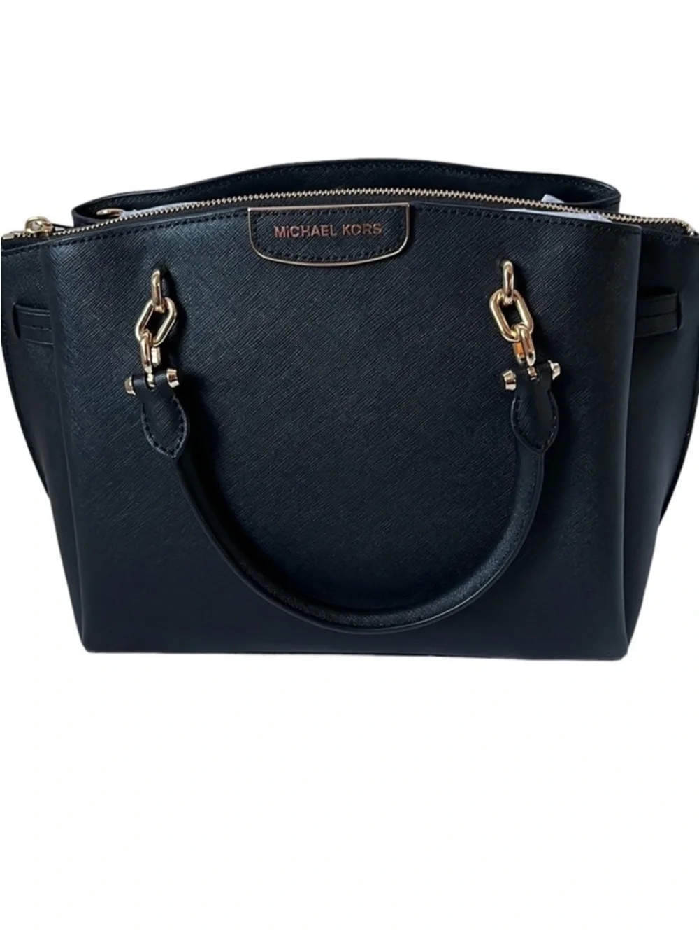 Michael Kors Black Leather Satchel Crossbody Bag QVC Exclusive NWT - Picture 4 of 13